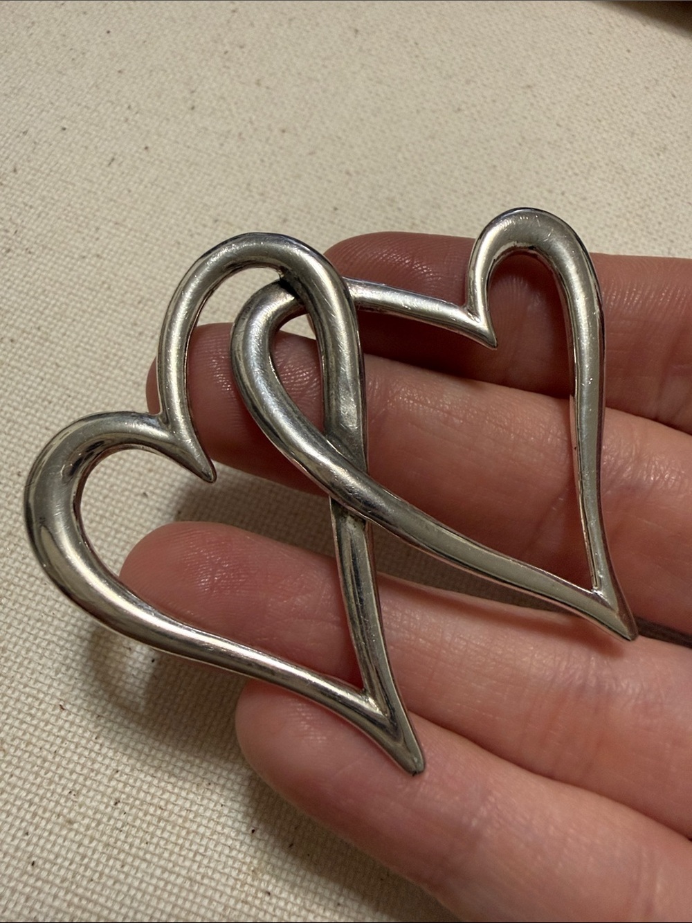 Sterling Silver 925 Double Heart pendant - Picture 5 of 10